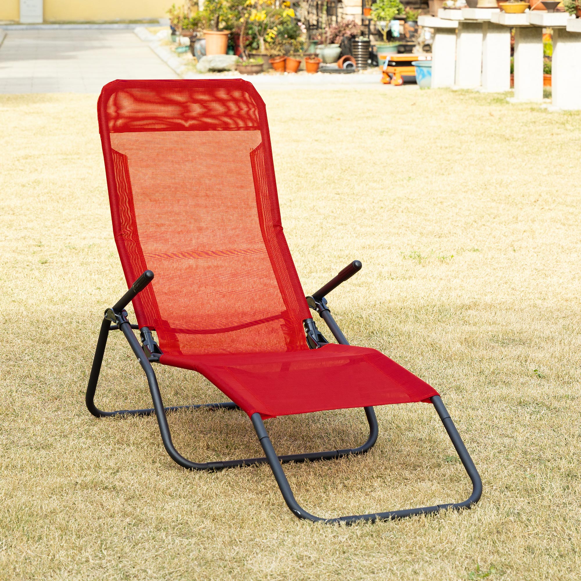 Outsunny Mesh Crimson Bliss: Zero Gravity Recliner Lounge Chair, Folding Rocking Outdoor Chaise for Beach, Poolside, Patio in Red 