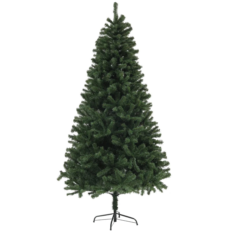 7.5ft Artificial Christmas Trees, Xmas Tree with 1346 Branch Tips, Auto Open Holiday Party Décor with Steel Base for Home Office, Green