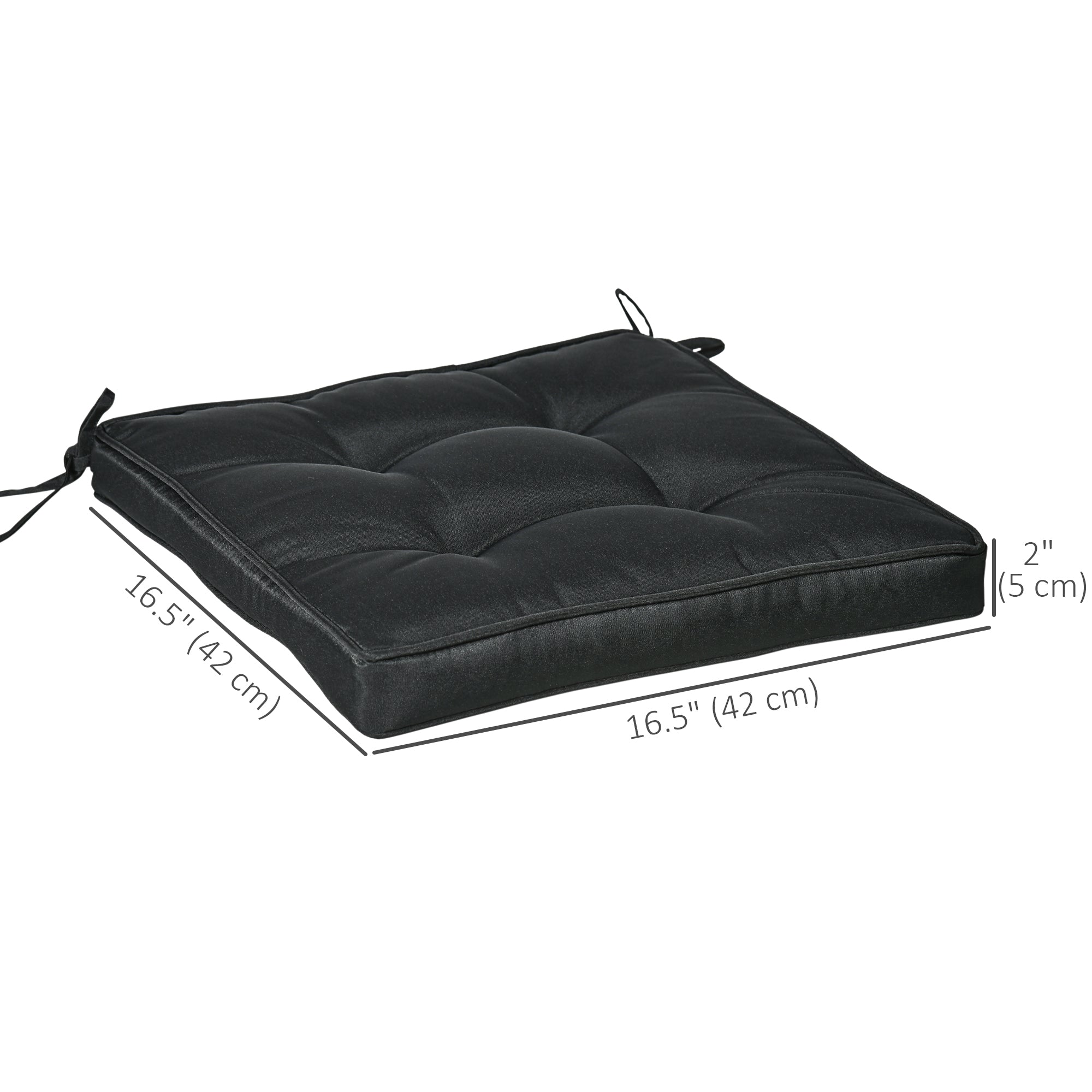 Outsunny 4-Piece Replacement Cushions for Rattan Furniture Outdoor Patio Seat Pad Set Black 