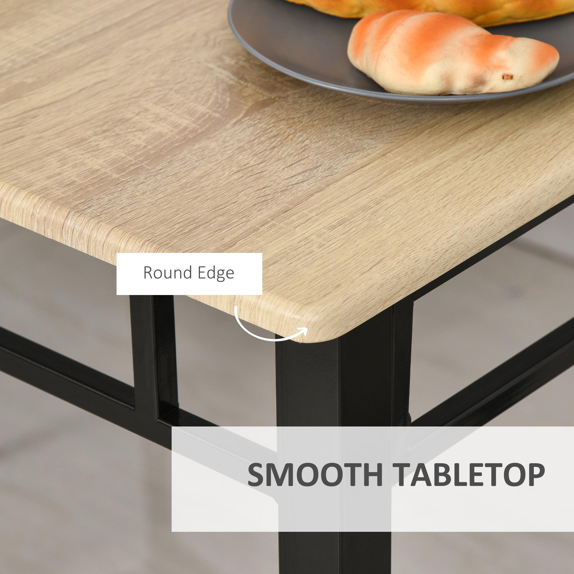 HOMCOM 5-Piece Dining Delight: Wood Color Table, 4 Cushioned Chairs with Metal Legs, Modern Home Kitchen Set 