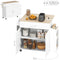 Kitchen Island with Storage, Rolling Kitchen Cart with Foldable Drop Leaf, Power Outlet and USB Ports, White
