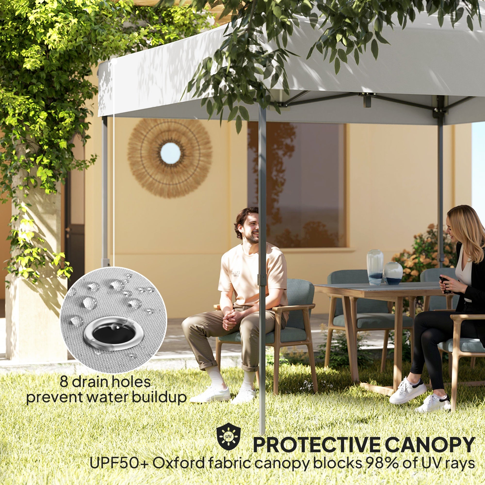 Outsunny 10' x 10' Pop Up Canopy Tent with Sidewalls, Instant Sun Shelter, Height Adjustable, with Wheeled Bag and Sand Bags 