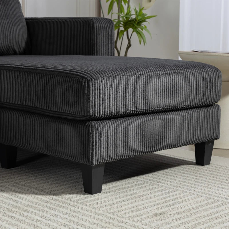 L Shaped Couch, L Shape Sofa with Chaise Lounge and Spring Cushion for Living Room, Bedroom, Charcoal Grey