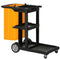 Janitorial Cart with 3 Shelves, Cleaning Cart on Wheels with Rubbish Bag and Mop Holders for Hotel, Housekeeping, Black