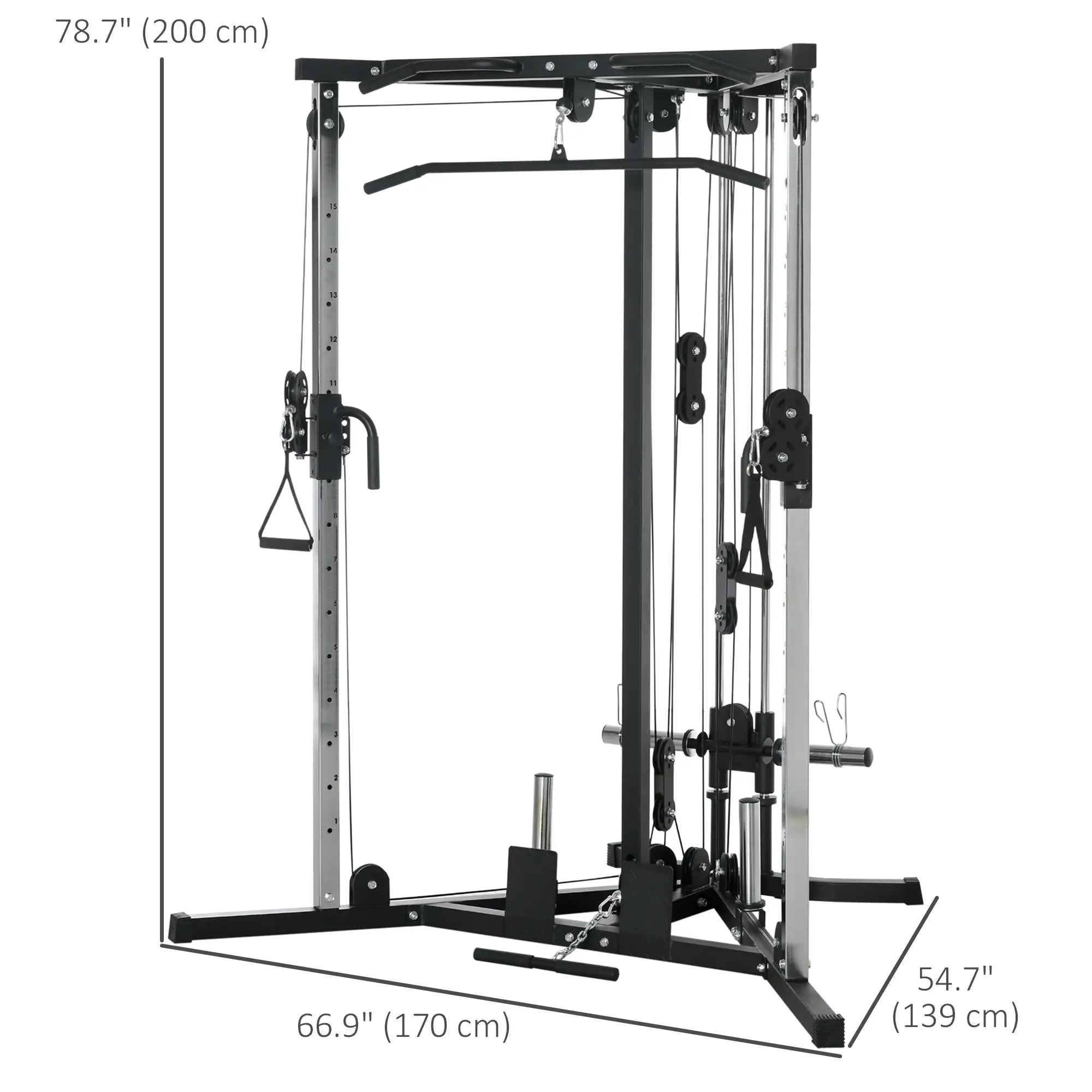 Soozier Multifunctional Home Gym Machine with Pull Up Bar, 15-Position Adjustable Strength Training Workout Station 