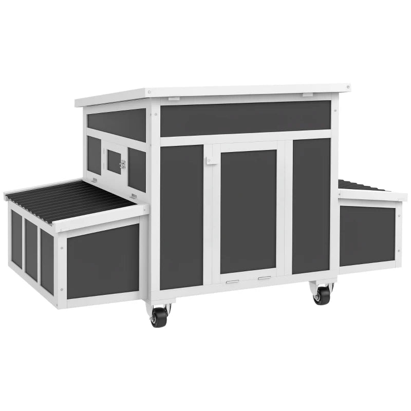 Wooden Chicken Coop with Nesting Box for 6 Chickens, Dark Grey