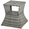 Outsunny Rattan Wicker Side Table Square Outdoor End Table with Umbrella Hole 2-Tier Storage Patio Garden Mixed Grey