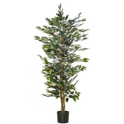 HOMCOM 5FT Artificial Ficus Faux Decor: Fake Tree in Nursery Pot for Indoor Outdoor 