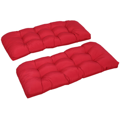 Outsunny 2-Piece Patio Bench Cushion Set Replacement Outdoor Loveseat Seat Pad Wine Red 43" x 19" x 3" 