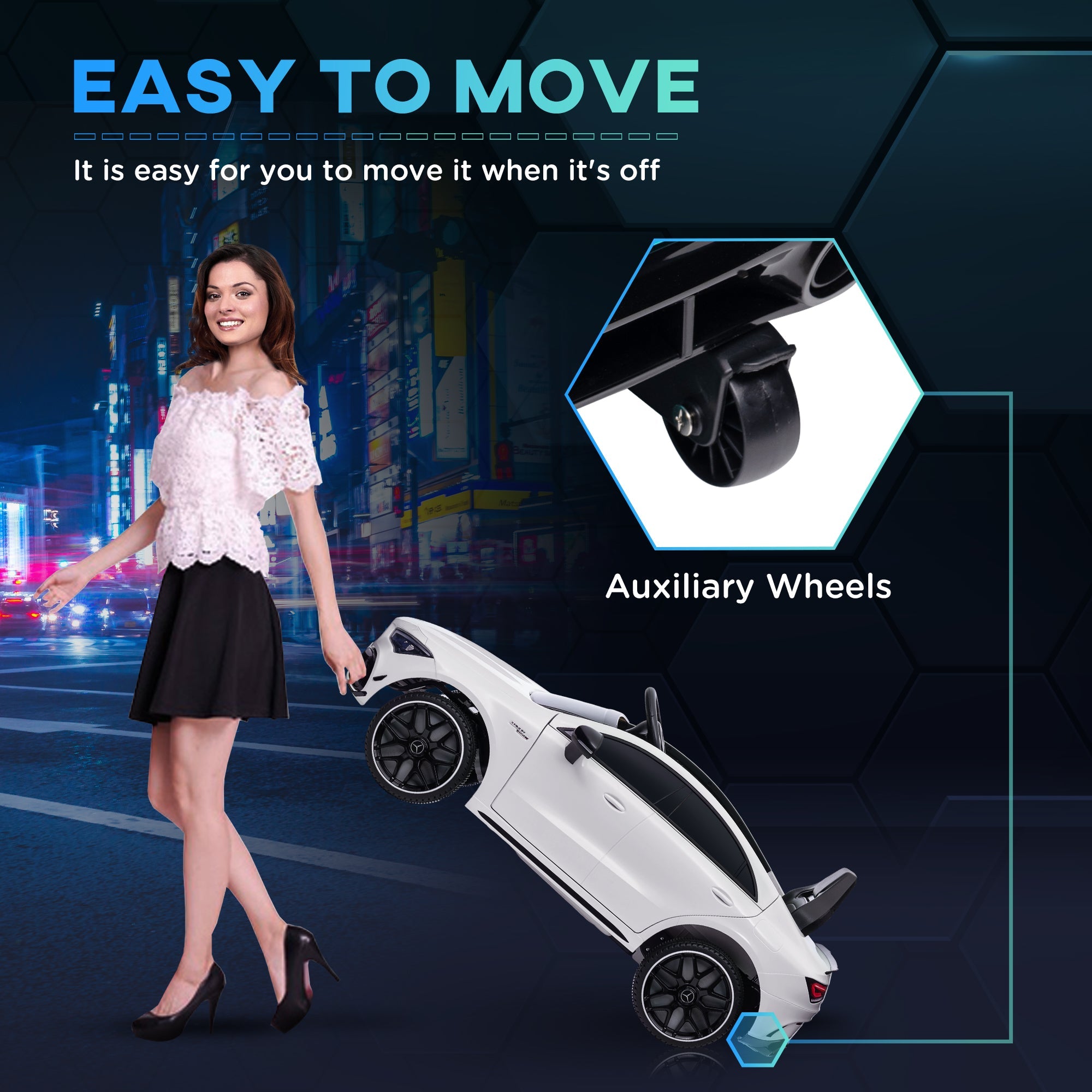 Qaba Mercedes-AMG Licensed 12V Ride on Car, Kids Electric Car with Remote Control, Spring Suspension, LED Lights, White 