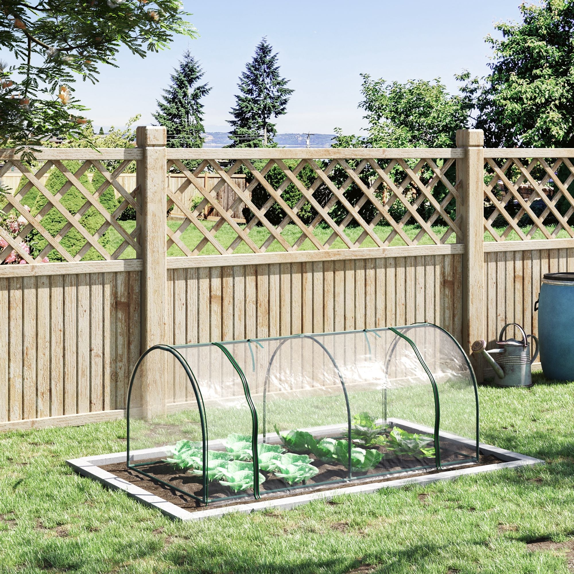 Outsunny 79"x39"x32" Mini Greenhouse Kit Portable Plant Hot House Indoor Outdoor Garden Transparent PVC Cover Zippered Doors 