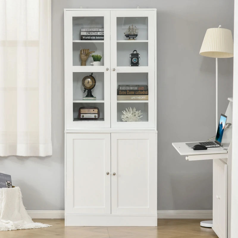 71" Bookcase Storage Cabinet with Doors, Modern Tall Bookshelf with 2 Adjustable Shelves, Display Unit for Study, Living Room, Home Office, White
