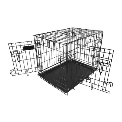 30inches Dogs Crate Folding Metal Pets Crates Double Door Puppy Cage Easy Set Up 