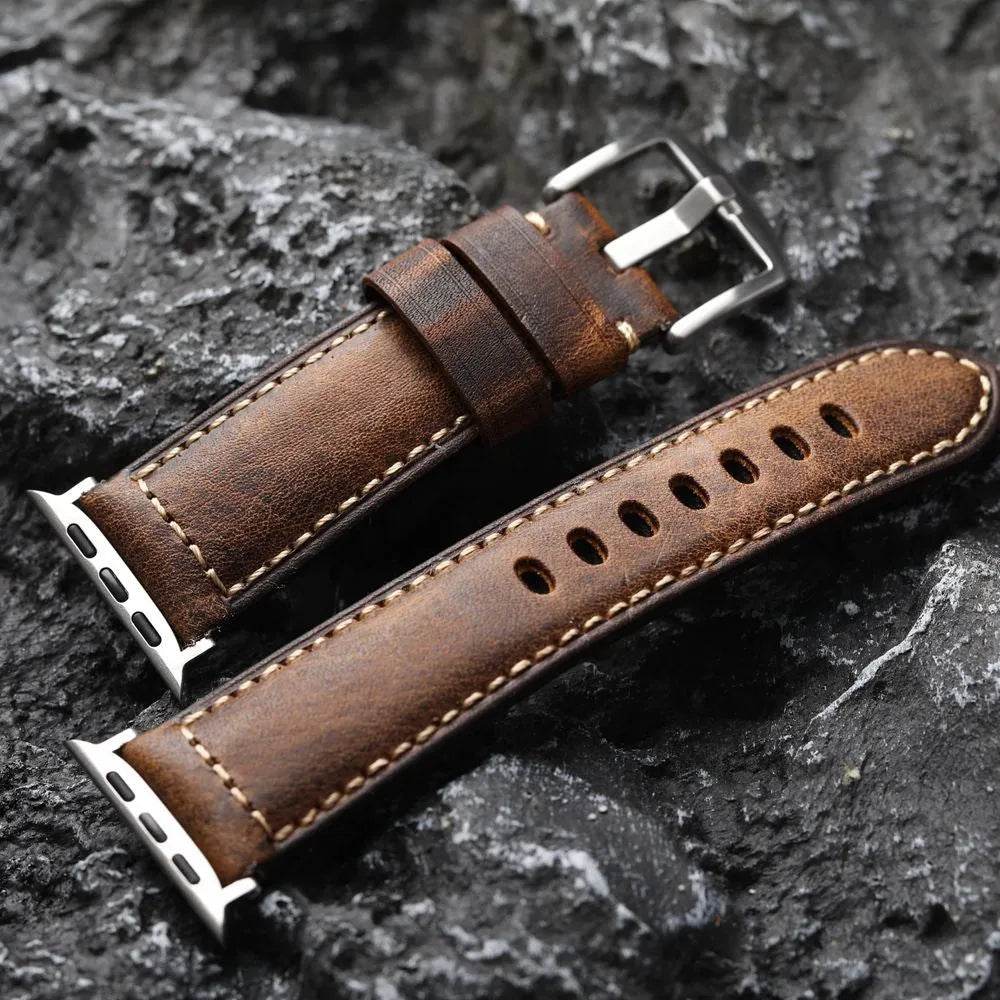 Pure Cowhide Strap Retro Style Watch Bracelet 