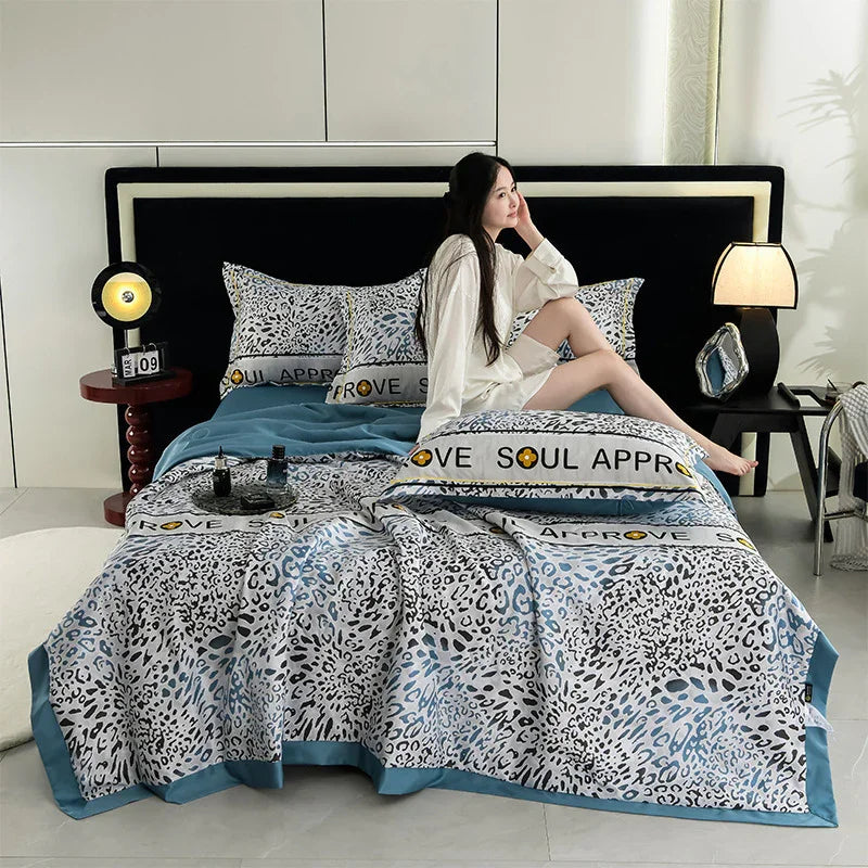 Printed Washed Tencel Summer Cooling Duvet Four-piece Set 