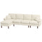 HOMCOM L-Shape Sofa, Modern Sectional Couch with Changeable Chaise Lounge, Pillows and Wooden Legs for Living Room, Cream White