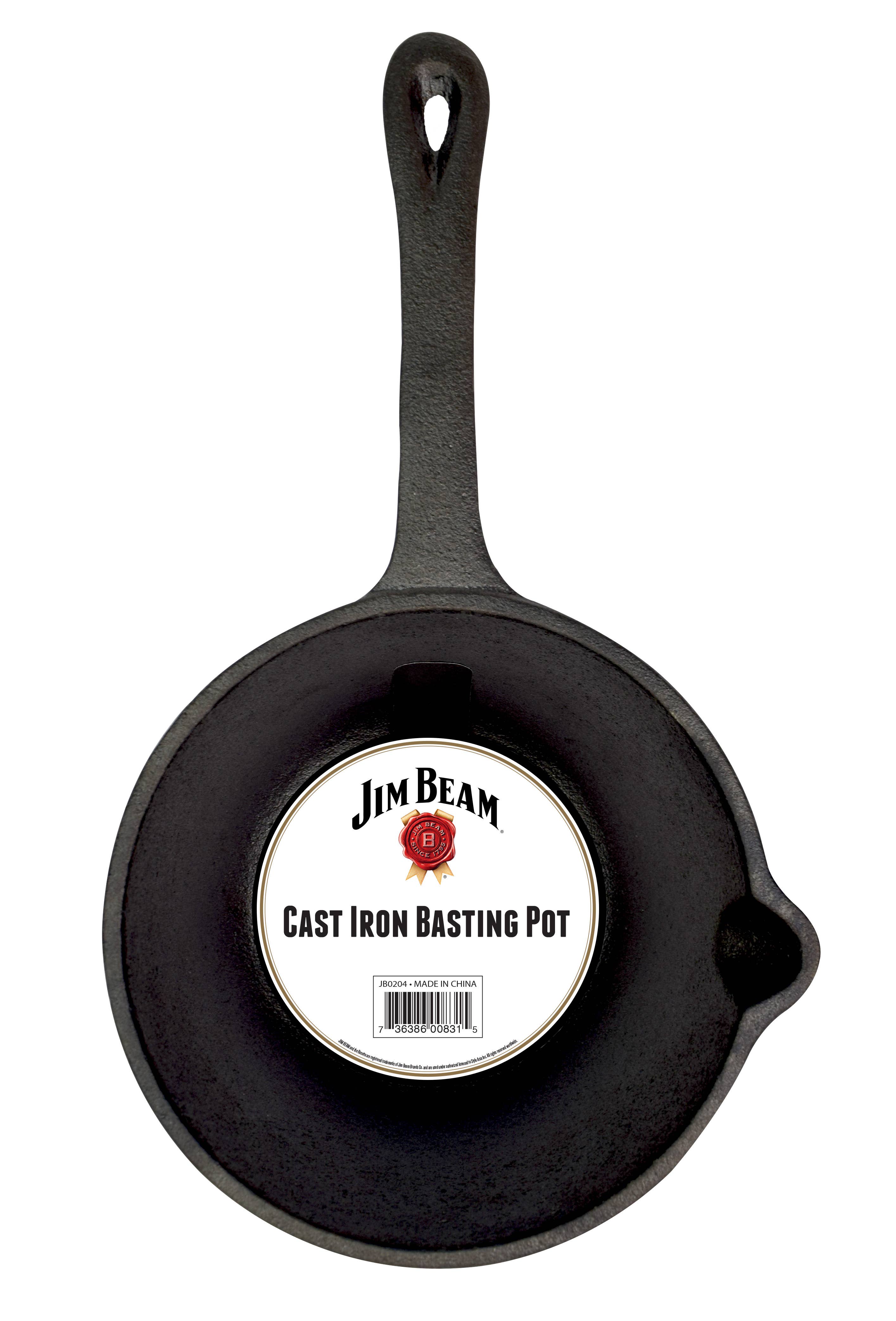 Jim Beam Pre-Seasoned Cast Iron Basting Pot for Grilling 