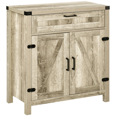 HOMCOM Farmhouse Buffet Cabinet: Wooden Accent Sideboard with Drawer and Adjustable Shelf for Kitchen, Rustic Brown 