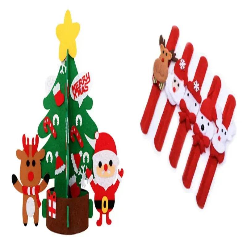 DIY Felt Christmas Tree New Year Toddler Kids Handmade Gift Toys Door Wall Hanging Ornaments Holiday Party Home Decor Set 