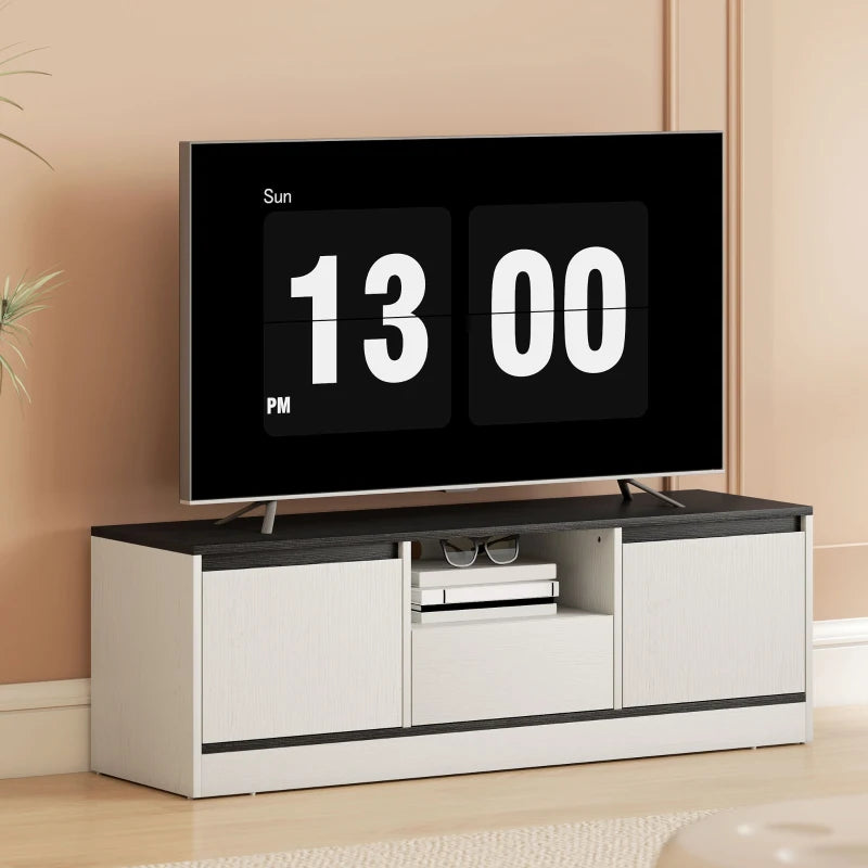 TV Stand for 43-55 Inch TV,  Entertainment Center w/ Cabinets, Shelf, Drawer and Cable Management for Living Room, White