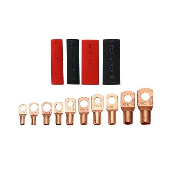 120Pcs Copper Wire Terminal Connectors, AWG 2 4 6 8 10 Copper Wire Lugs With Heat Shrink Set, 60Pcs Copper Wire Lugs And 60pcs Heat Shrink Tubing 