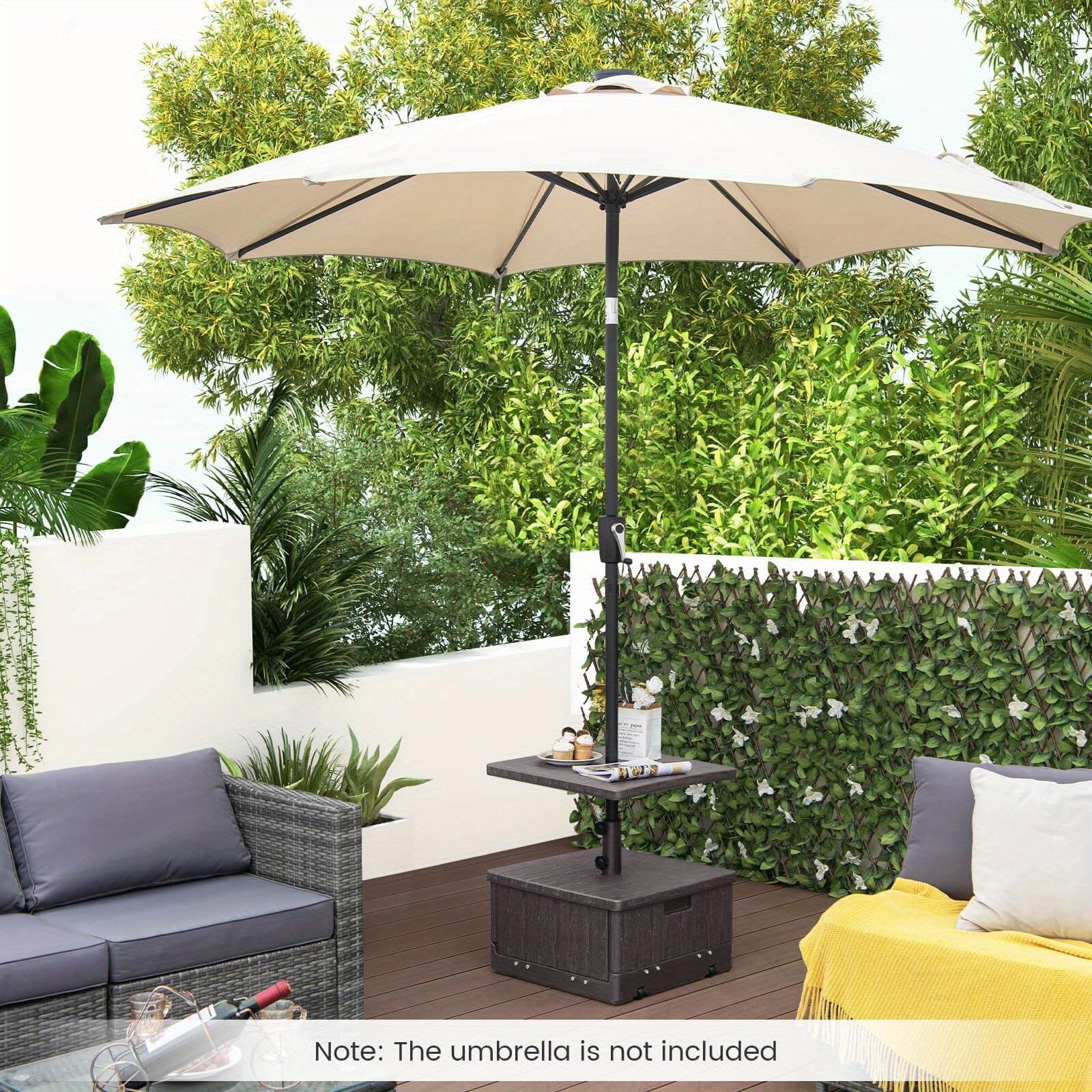 Multigot Patio 175lbs Fillable Umbrella Base w/Table Tray Wheeled 3-in-1 Stand Outdoor 