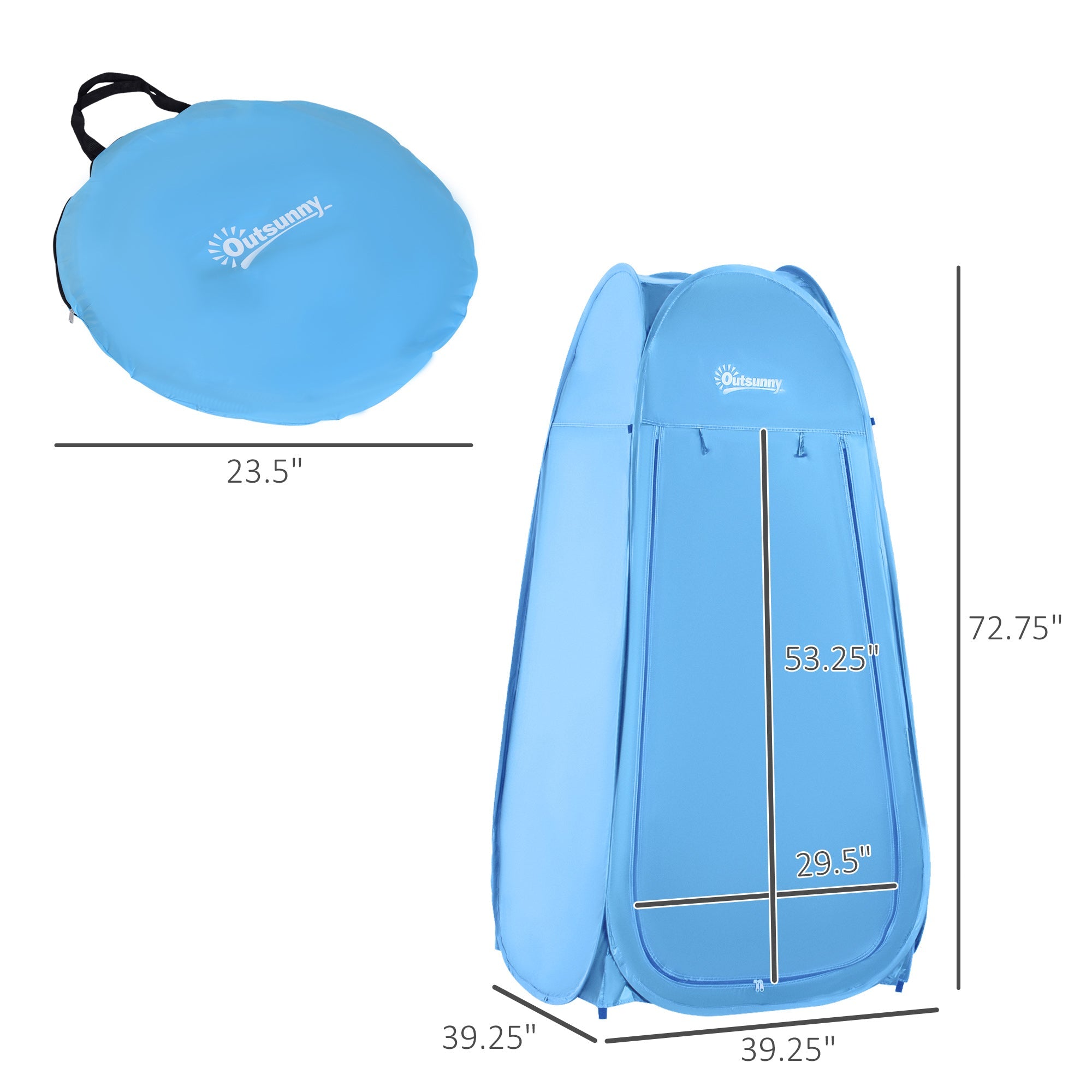 Outsunny Portable Pop Up Shower Tent Blue Dressing Changing Room Privacy Shelter for Camping Outdoor Beach 