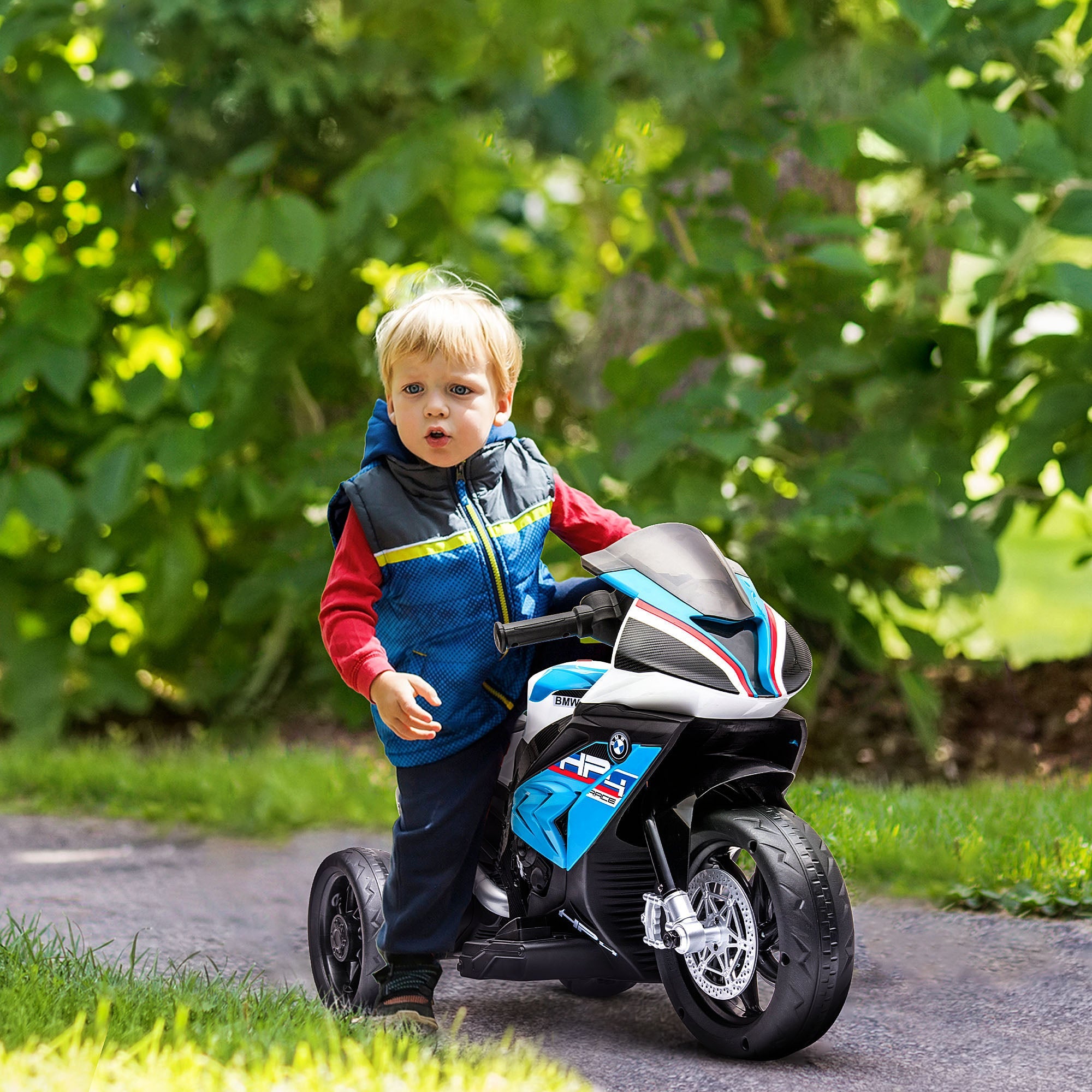 Aosom 6V Kids Electric Motorcycle Ride-On Toy Battery Operated for Ages 1.5-5 Years Blue 