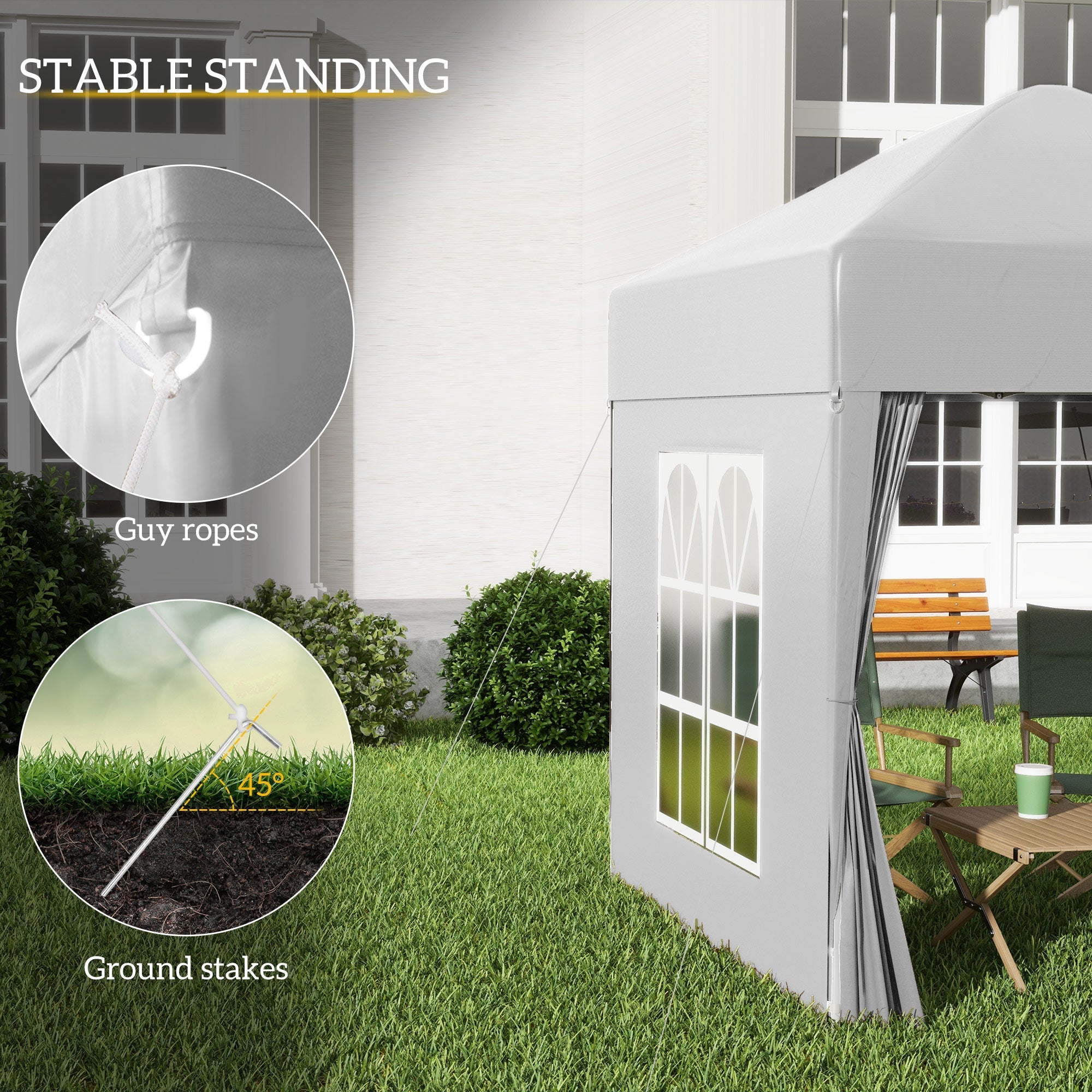 Outsunny Pop Up Party Tent 6.6x6.6ft Outdoor Folding Gazebo Canopy with Side Walls Easy Setup for Events White 
