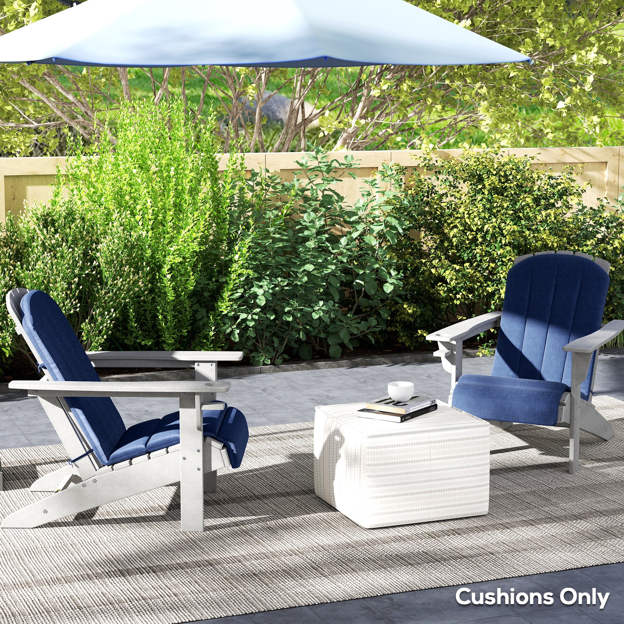 Outsunny Set of 2 Patio Chair Cushions, High Back Adirondack Chair Cushion with Ties, High-Density Foam, Navy Blue 