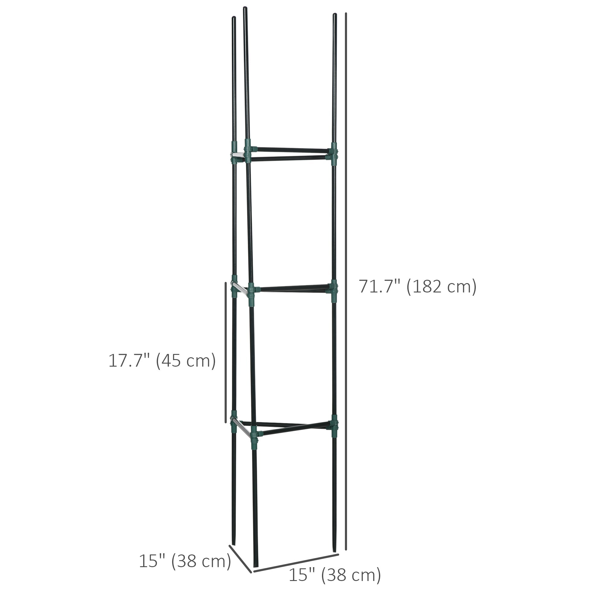 Outsunny 3 Pack Tomato Cage Set, DIY Tomato Plant Support Trellis, Tomato Trellisfor Climbing Vegetables, Flowers and Fruits, Dark Green 