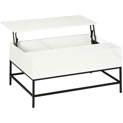 HOMCOM White Lift Top Coffee Table with Storage Organizer Modern Center Table for Living Room 