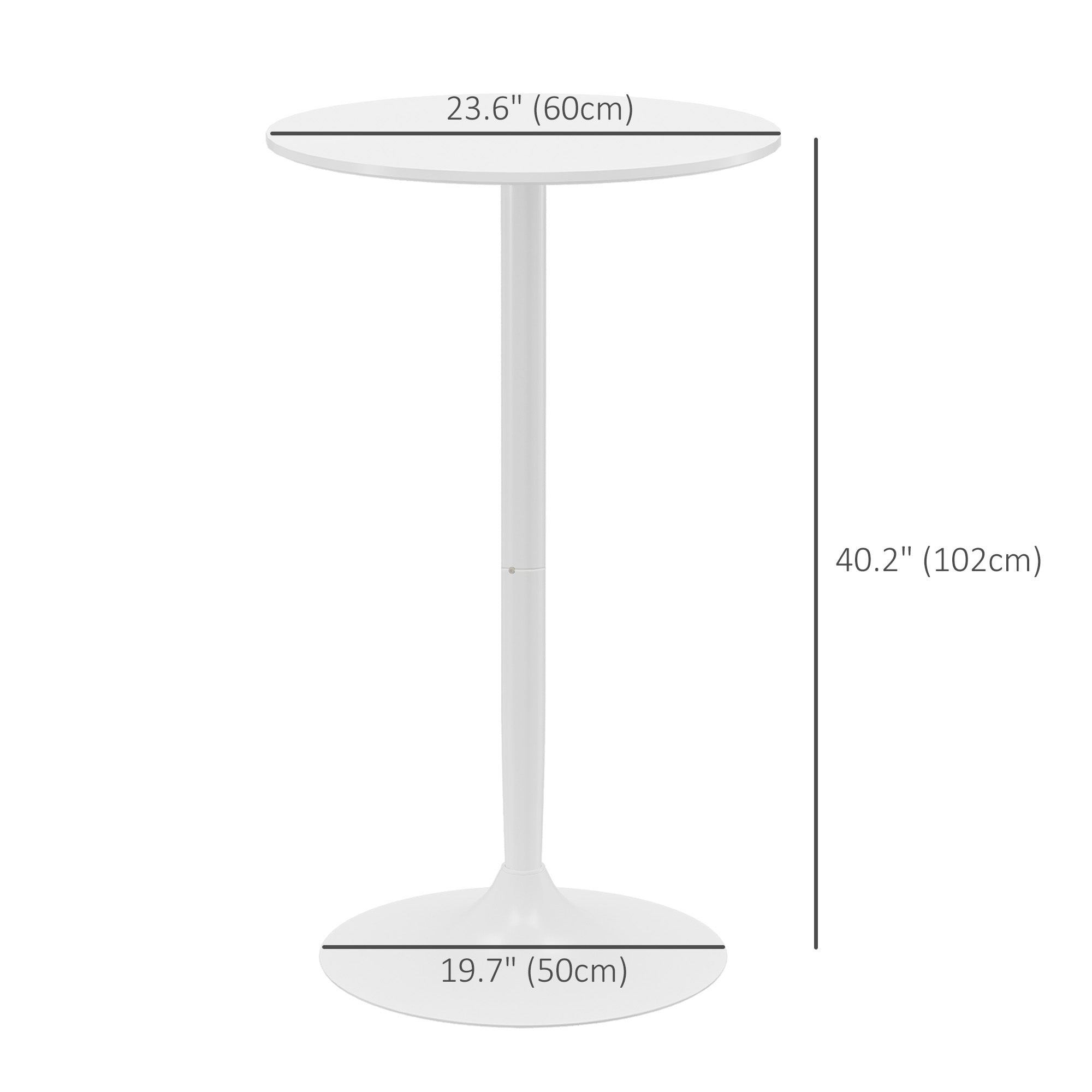 HOMCOM Modern High Top Bar Table Round Dining Painted Top Steel Base Bistro Table for 2 White 