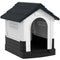 Outside Dog Kennel House with Windows, Base Support, for Garden Patio, Miniature Dogs, 64.5 x 57 x 66cm, Dark Grey