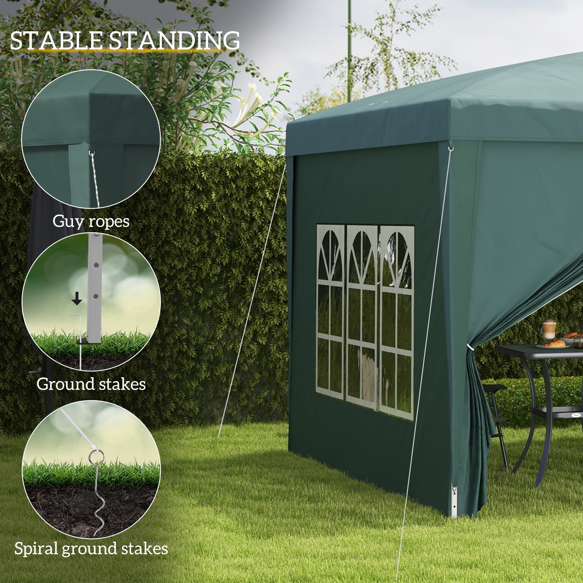Outsunny 10'x10' Pop Up Party Tent Wedding Gazebo Outdoor Canopy with Carry Bag Green 