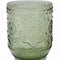 Floral Drinking Glasses – Set of 2, Pressed Green Glass with Delicate Floral Pattern, 12 oz, Elegant Drinkware