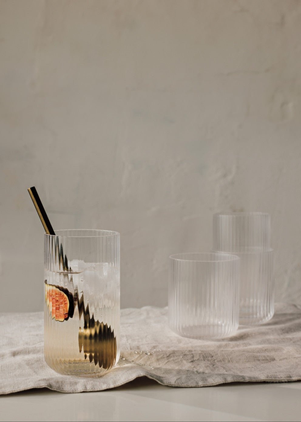 Fluted Drinking Glass, Set of 2 - Clear 