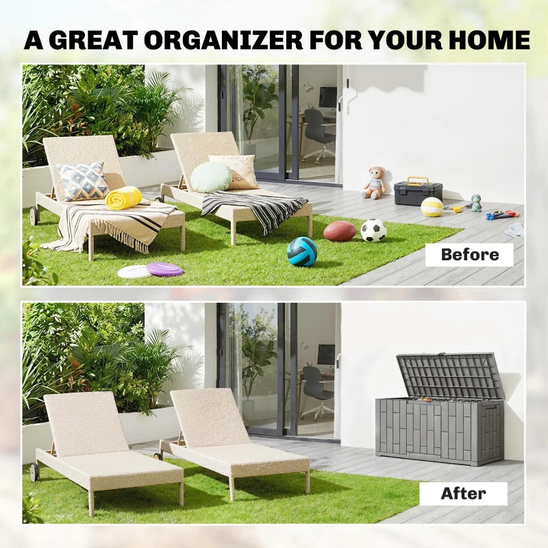 60 Gallon Resin Deck Box, Lockable Outdoor Storage Box, Splash-Resistant & UV Resistant Patio Storage Container