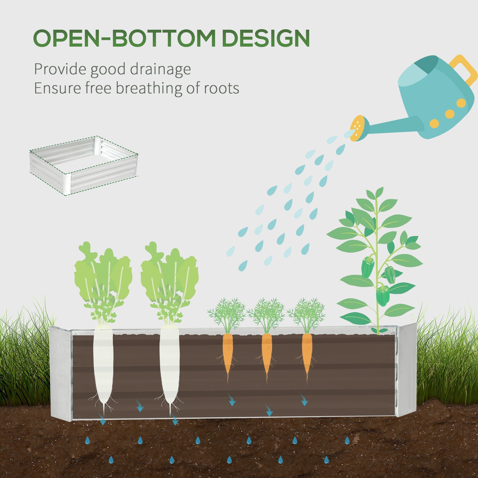 Outsunny Galvanized Raised Garden Bed, 4' x 3' x 1' Outdoor Metal Planter Box, Raised Bed for Growing Flowers and Herbs 