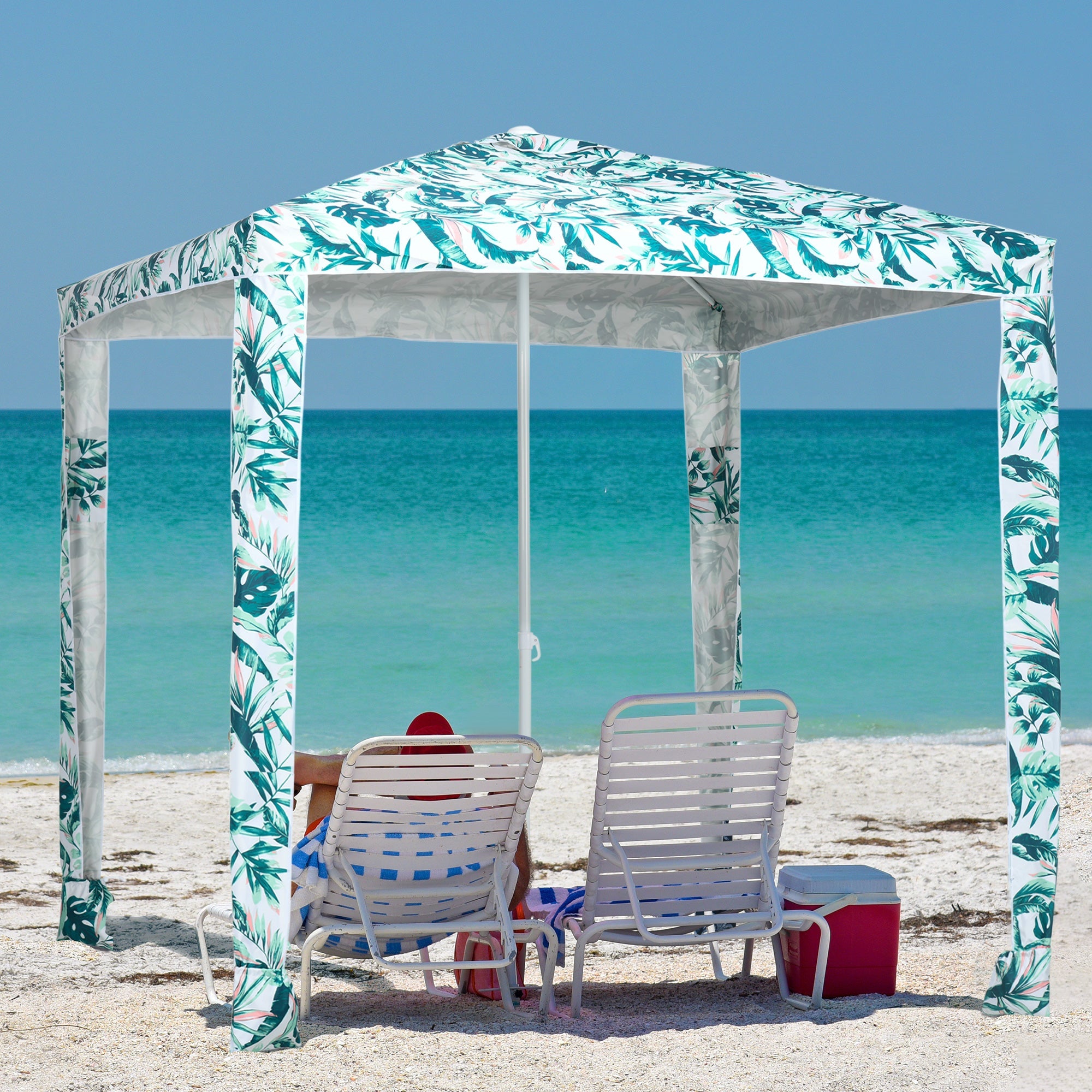 Outsunny Beach Umbrella, 6.5' Easy-Assembly Sun-Shade Shelter with Sandbags and Carry Bag, Cool UV50+, Green 