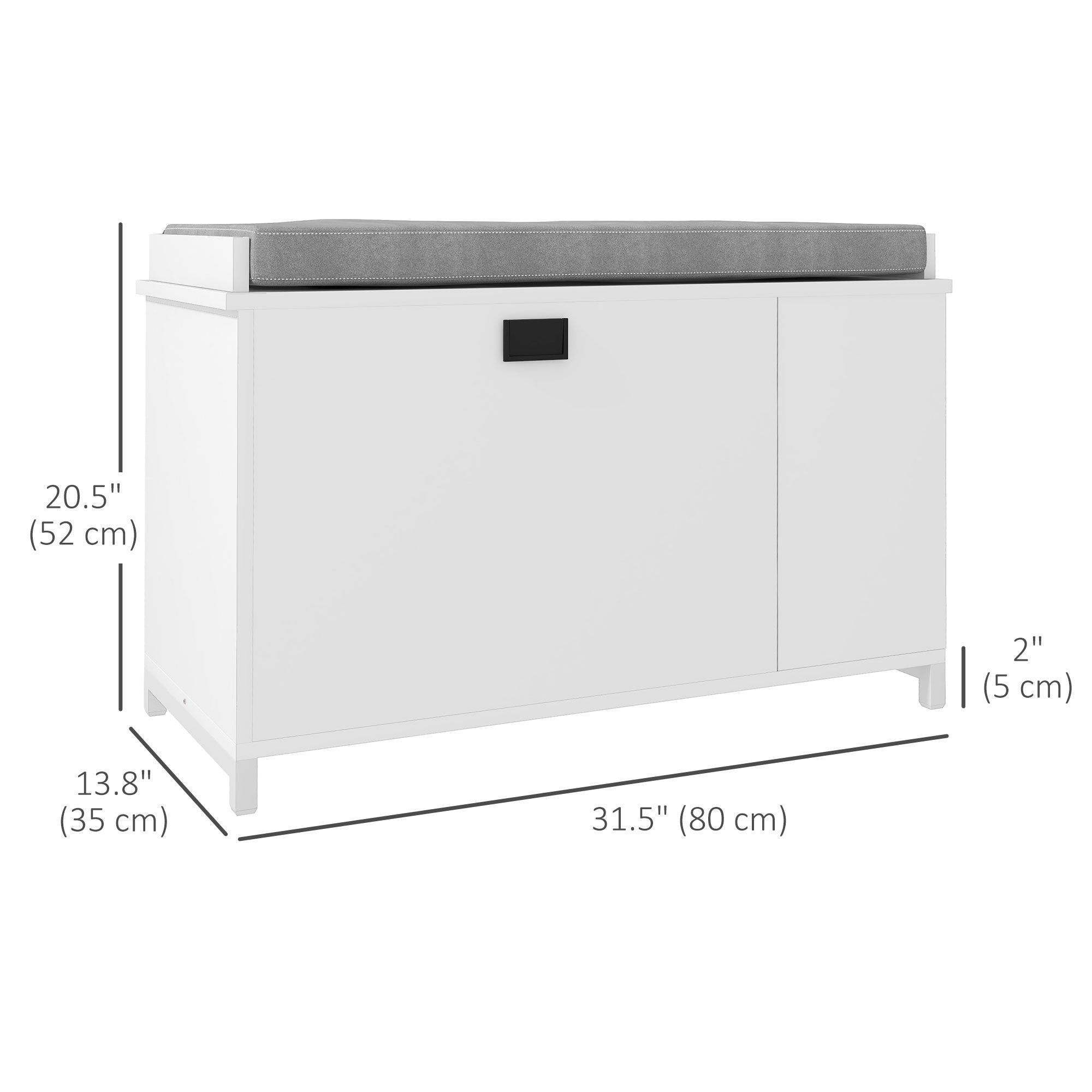 HOMCOM Hallway Bench with Shoe Storage Seat White Upholstered Flip Drawer Side Rack for 6 Pairs 