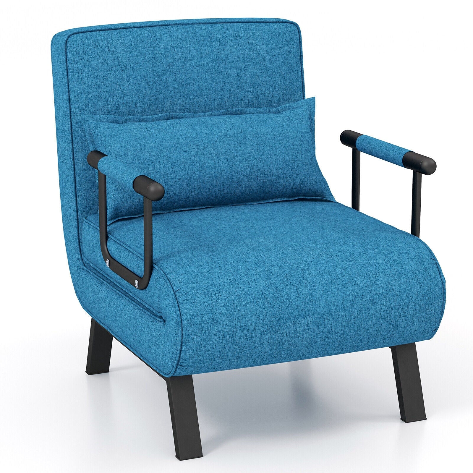 Folding 6 Position Convertible Sleeper Bed Armchair Lounge Couch with Pillow-BlueÂ 