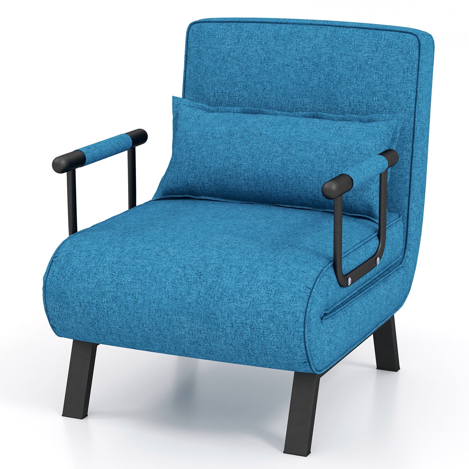 Folding 6 Position Convertible Sleeper Bed Armchair Lounge Couch with Pillow-BlueÂ 