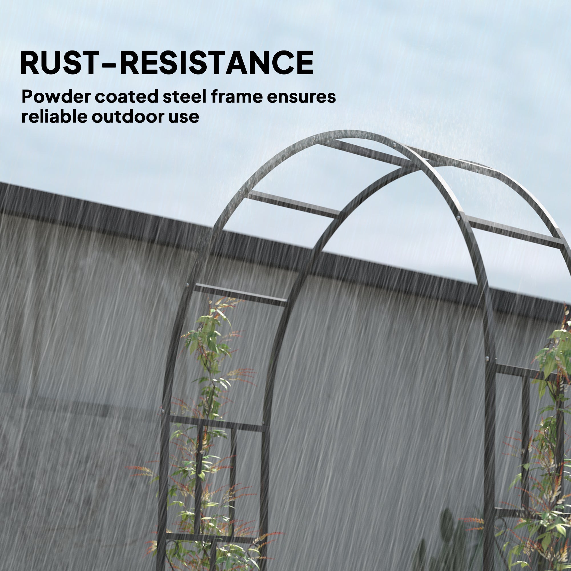 Outsunny 7.3ft Steel Garden Arch Trellis, Garden Arbor Trellis for Climbing Plants Roses Wisteria Vines, Flower Arch Wedding Arch Stand for Bridal Party Ceremony Decoration, Black 
