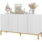 HOMCOM Kitchen Hutch Coffee Bar Cabinet Wine Rack Microwave Shelf Tempered Glass Doors White Versatile Furniture