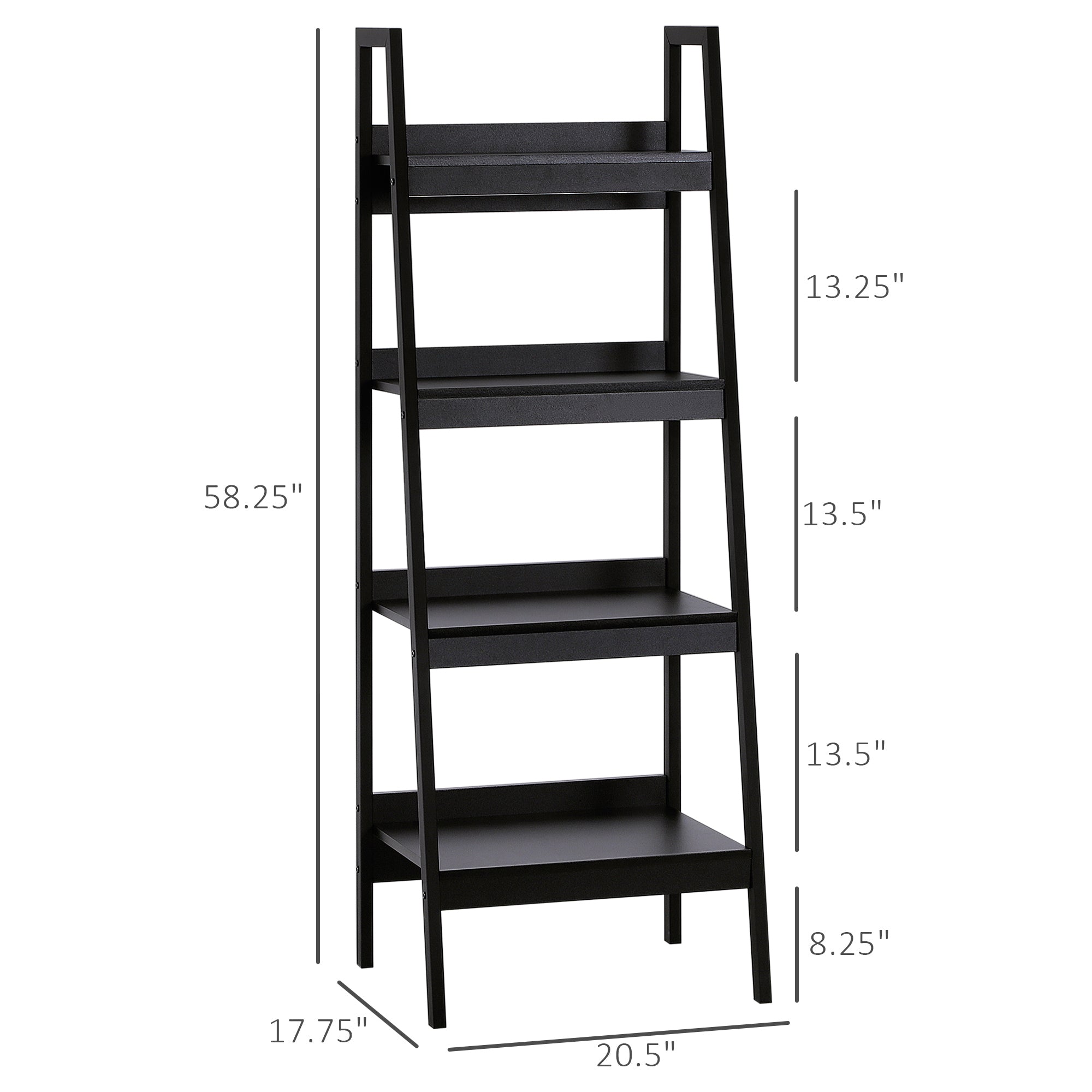 HOMCOM 4 Tier Ladder Shelf Bookcase Set of 2 Display Rack Storage Shelving Unit Flower Plant Stand Multi-Use Black 