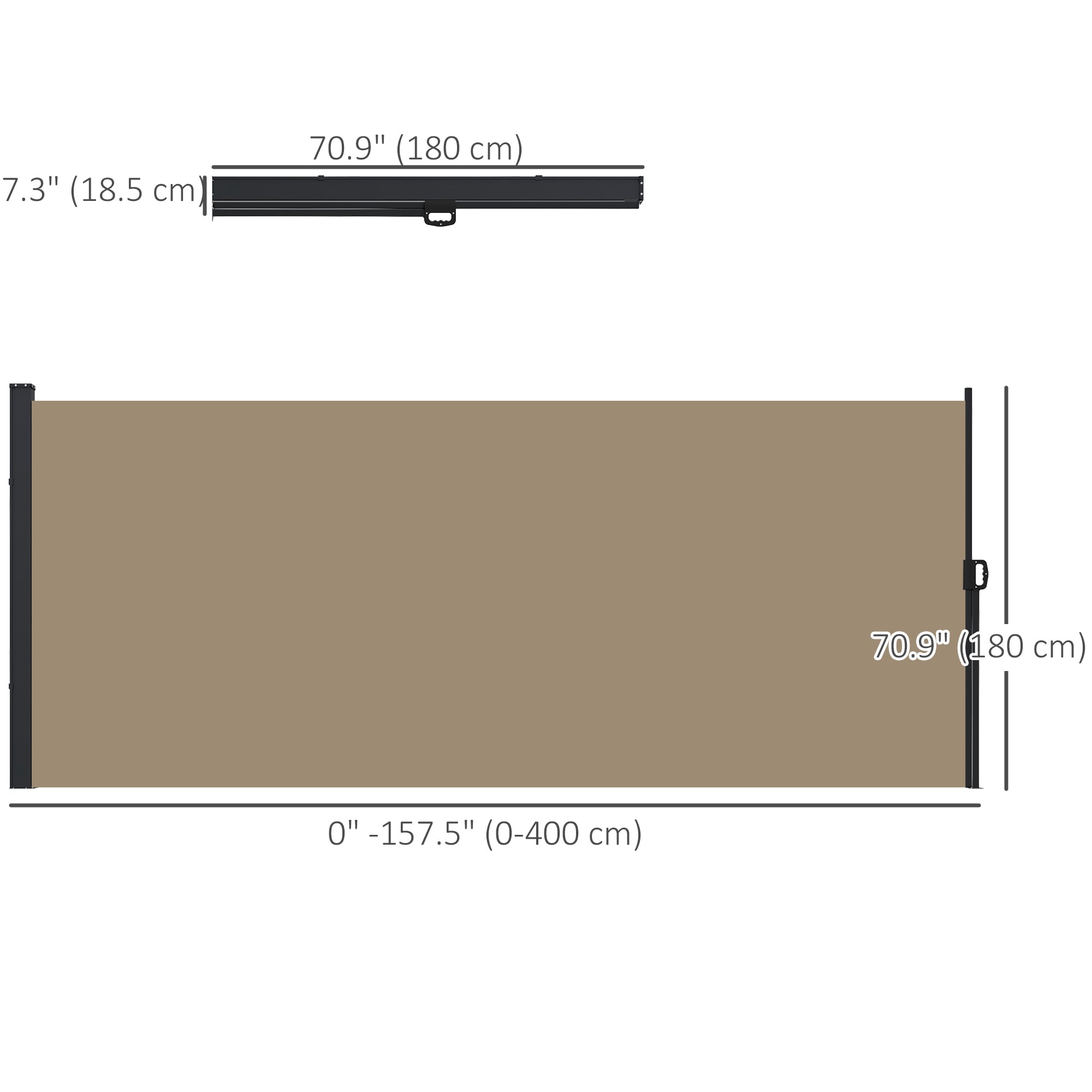 Outsunny 13' x 6' Retractable Side Awning, Outdoor Privacy Screen for Garden, Hot Tub, Balcony, Terrace, Pool, Khaki 