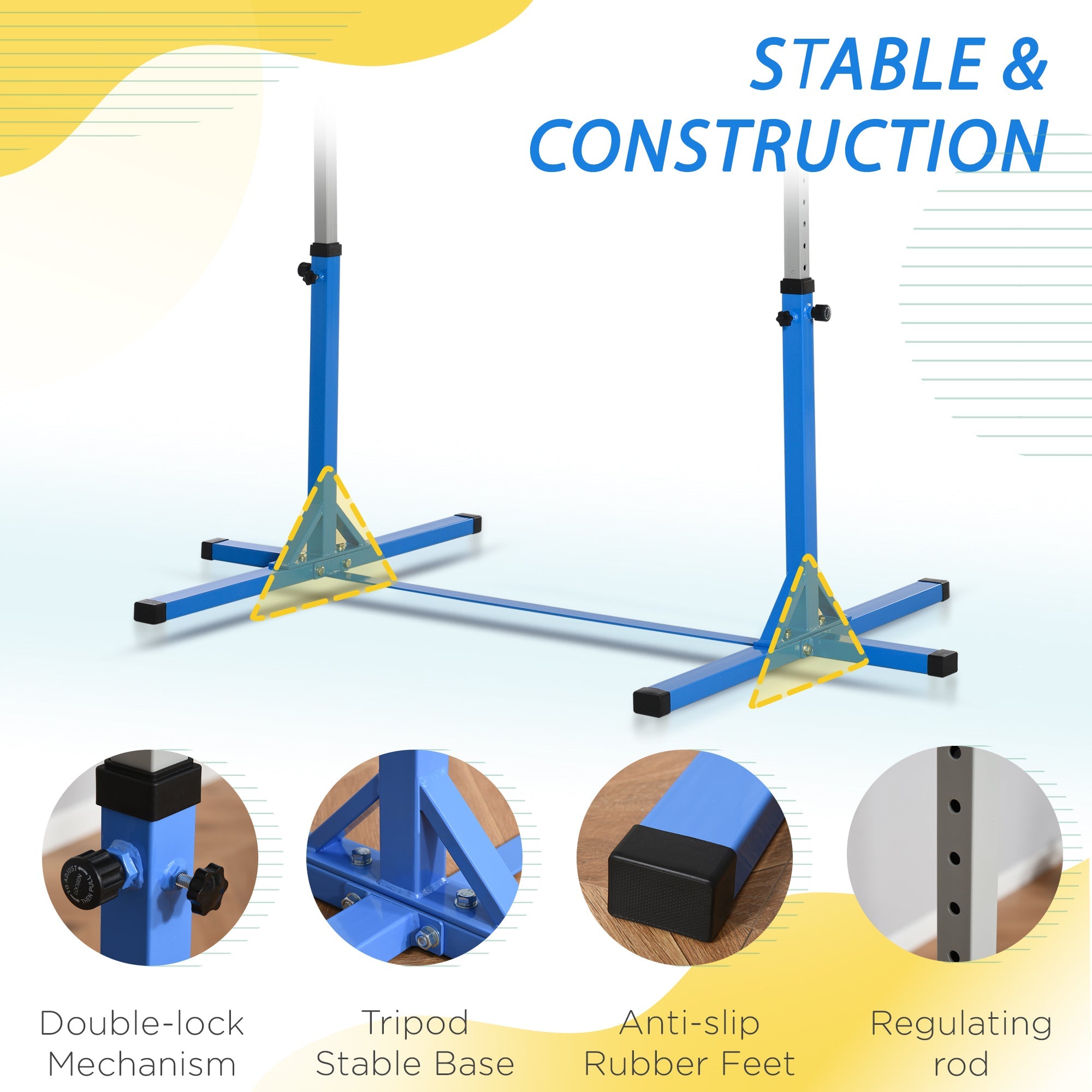 Soozier Professional Gymnastics Bar for Kids, Toddler Home Gymnastics Equipment with 13-level Adjustable Height, Blue 