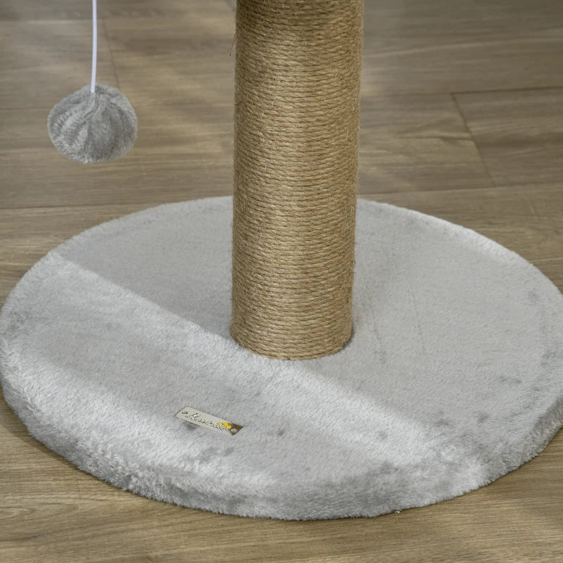 Cat Tree with Scratching Post, Toy Ball, Perch, Small Cat Tower for Indoor Cats - 16" x 16" x 19", Grey