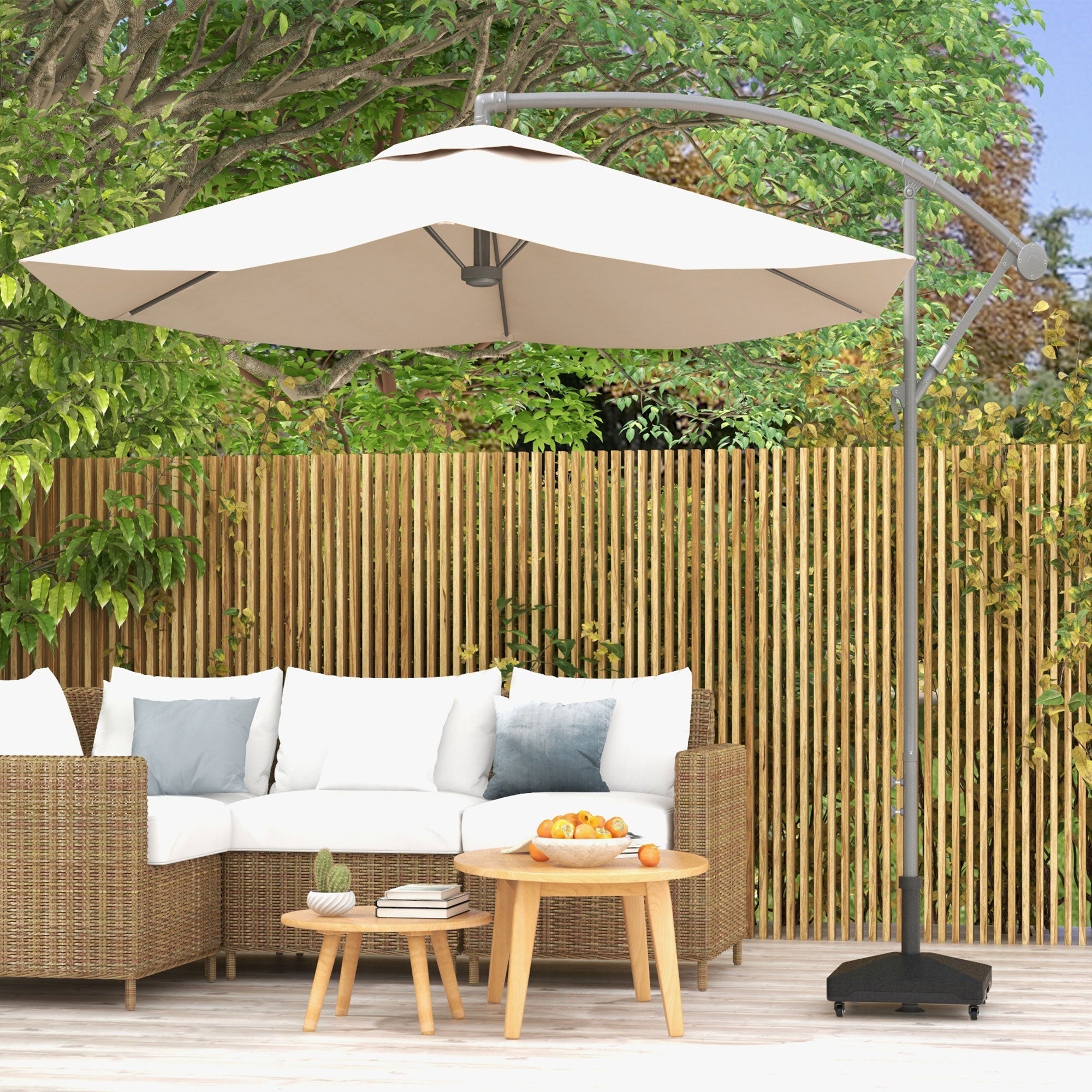 Outsunny Rolling Umbrella Base Stand: Mobile Fillable with Wheels for Patio Outdoor Steel Pole Black 